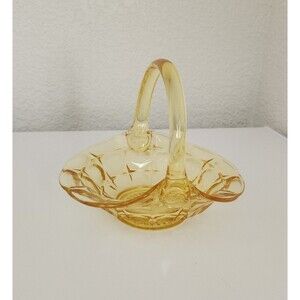 Vintage yellow mist basket Constellation #300 Tiara pattern- Indiana glass